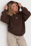 Women's Oversize Hoodie Amore Printed Brown – Hooded, Kangaroo Pocket, 3-Thread Ribbed Fleece