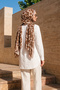 Women's Safari Giraffe Patterned 80X180 cm Imported Shawl 3004 Brown - 2
