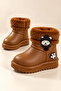 Children's Waterproof Rain Boots with Plush Detailing, Teddy Bear Figure, and Fur Inside - 4