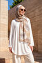 Women's Feather Patterned 80X180 cm Imported Shawl 3001 Beige - 3