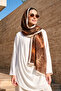 Women's Feather Patterned 80X180 cm Imported Shawl 3001 Brown