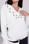V-Neck Floral Stone Embellished Sweater - 2