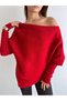 Boat Neck Batwing Sleeve Asymmetrical Cut Loose Fit Soft Textured Knitwear Sweater Aw26Kz00051 - 3