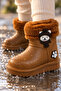 Children's Waterproof Rain Boots with Plush Detailing, Teddy Bear Figure, and Fur Inside