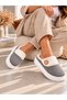 Women's Suede Button Detailed Soft Textured Ribbed Knitwear Collared Winter House Slippers Dowry Slippers Stc1376 - 3