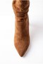 Wedge heel women's suede ankle boot - tan, 7cm heel - 4