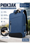 Backpack with usb port, waterproof school and laptop bag - navy blue - 5