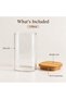 Glass Storage Jar with Bamboo Lid, 1020 ml, Clear Square Design, Airtight Seal, 375g - 6