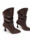 Women's Black Pointed Toe Thick Heeled Long Boots - 2