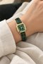 Snooc Women's Wristwatch Green Dial with Gold Color Geometric Case Roman Numeral Pattern Green Band Elegant Vintage Analog Watch - 3