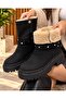 Women's Fur Lined, Drawstring Detailed, Dual-Use, Thick Sole Casual Boots - 3