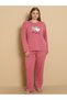 Fawn 1110 Interlock Large Size Heart Winter Home Women's Pajama Set