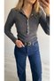 Snap Fastener Gold Detailed Crew Neck Steel Knitwear - 4