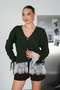 Women's Lace Detailed V-Neck Lace-Up Knitwear Cardigan
