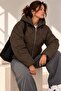 Women's Hooded Diamond Patterned Zippered Puffer Coat My3535 - 2
