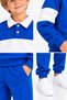 Boy's Polo Collar Striped 3 Thread Ribbed 2-Piece Set - 4