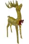 Christmas Ornament, Deer, Gold - Metal, Illuminated, Glittery, with Red Bow, 63X110 cm - 4