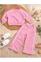Girl's new season pink trimmed set with side stripe detail - 3