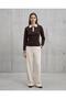 Women's Elegant Polo Collar Striped Cuff Detailed Stylish Knitwear Blouse - 2