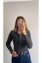 Snap Fastener Gold Detailed Crew Neck Steel Knitwear - 2