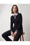 Women's Elegant Polo Collar Striped Cuff Detailed Stylish Knitwear Blouse - 2