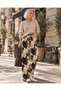 Women's clothing new season coffee cream patterned loose trousers