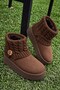 Icon Women's Brown Suede Platform Sole Boots with Fur Inside and Knitted Detail, 5 cm Heel - 8