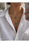 Marlowe Vintage Figured Double Necklace Set Women's Green - 3