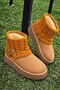 Icon Women's Tan Suede Platform Sole Boots with Fur Inside and Knitted Detail, 5 cm Heel - 8