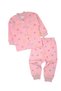 Baby Girl 6-9-12-18-24 Months Heart Printed Snap Fastener Seasonal 100% Cotton Nightgown Top and Bottom Pajama Set