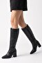 Women's Dereno Short Heeled Boots - Black-Leather