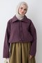 Lace-Up Collar Buttoned Plum Jacket