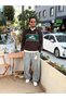 25-12 Double Color Embroidered Front Polo Collar Sweatshirt Brown - 2