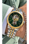 Automatic Battery-Free, Yellow Silver Steel Dial, Green Dial Men's Wristwatch in Stylish Box
