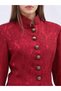 Premium Women's Burgundy Jacquard Judge Collar Buttoned Jacket - 3