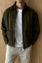 Sanyo Velvet Collar Double Zipper Oversize Men's Gabardine Jacket