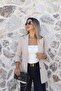 Beige Premium Ribbed Detail Blazer
