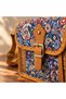 Cnt-6045 Tan Navy Blue Paisley Patterned Mini Crossbody Bag with Tapestry Belt Detail |   Eos Collective - 4