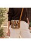 Cnt-6043 Tan Cream Paisley Patterned Mini Crossbody Bag with Tapestry Belt Detail |   Eos Collective - 2