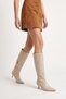 Women's Retro Short Heeled Boots - Tan-Patent Leather - 2