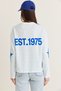 Women's Blue-White Paris 1975 Printed Star Detailed Striped Crew Neck Oversize Sweatshirt 927-2 60286670 - 7