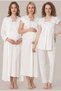 Women's Ecru Lace Maternity Nightgown and Pajama Set with Easy Nursing Features - 3