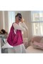 Fuchsia Pink Plush Large Shoulder Bag – 13 Inch Laptop Compatible, Lined, with Zippered Interior Pocket - 5