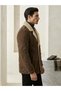 15300 Brown Nubuck Men's Coat with Fur Collar - 2