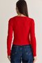 Women's Red Plaid Detailed Waist Hugging Ruffle Knitwear Blouse Th261102 60286684 - 7