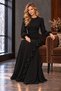Long Crepe Dress with Waist Drawstring and Ruffle Detail for an Elegant Look - 3