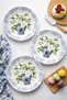 Vase and White Floral Patterned Serving Plate (6 Pieces, 27 cm) Modern Breakfast, Presentation Plate Set – Stylish Breakfast Plate, Cake Plate