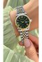 Roma Numerals-Calendar-Forged Silver Yellow Color Steel Strap-Green Dial-Stylish Box-Women's Wristwatch - 2
