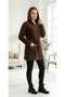 Women's Hooded Zippered Soft Bearded Cardigan with Tie at the Waist