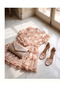 Women's Cream Pink Floral Patterned Layered Ruffled Tulle Layered Maxi Evening Dress / Evening Gown - 7
